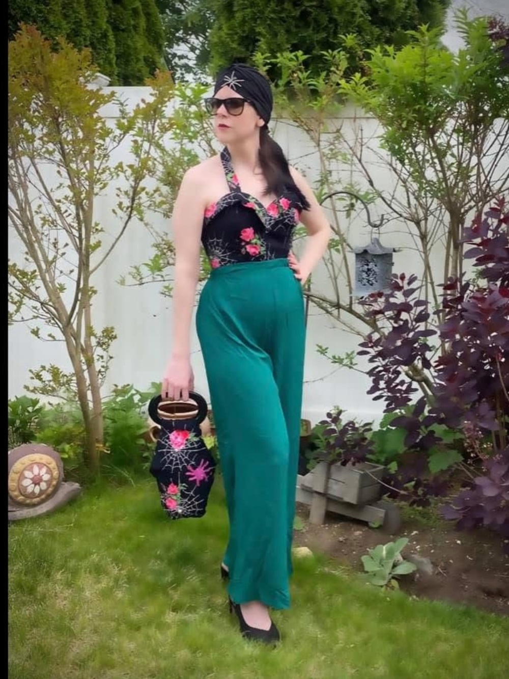 Handmade Gertie Harlow Beach Pajamas Lounge Pants Emerald Green